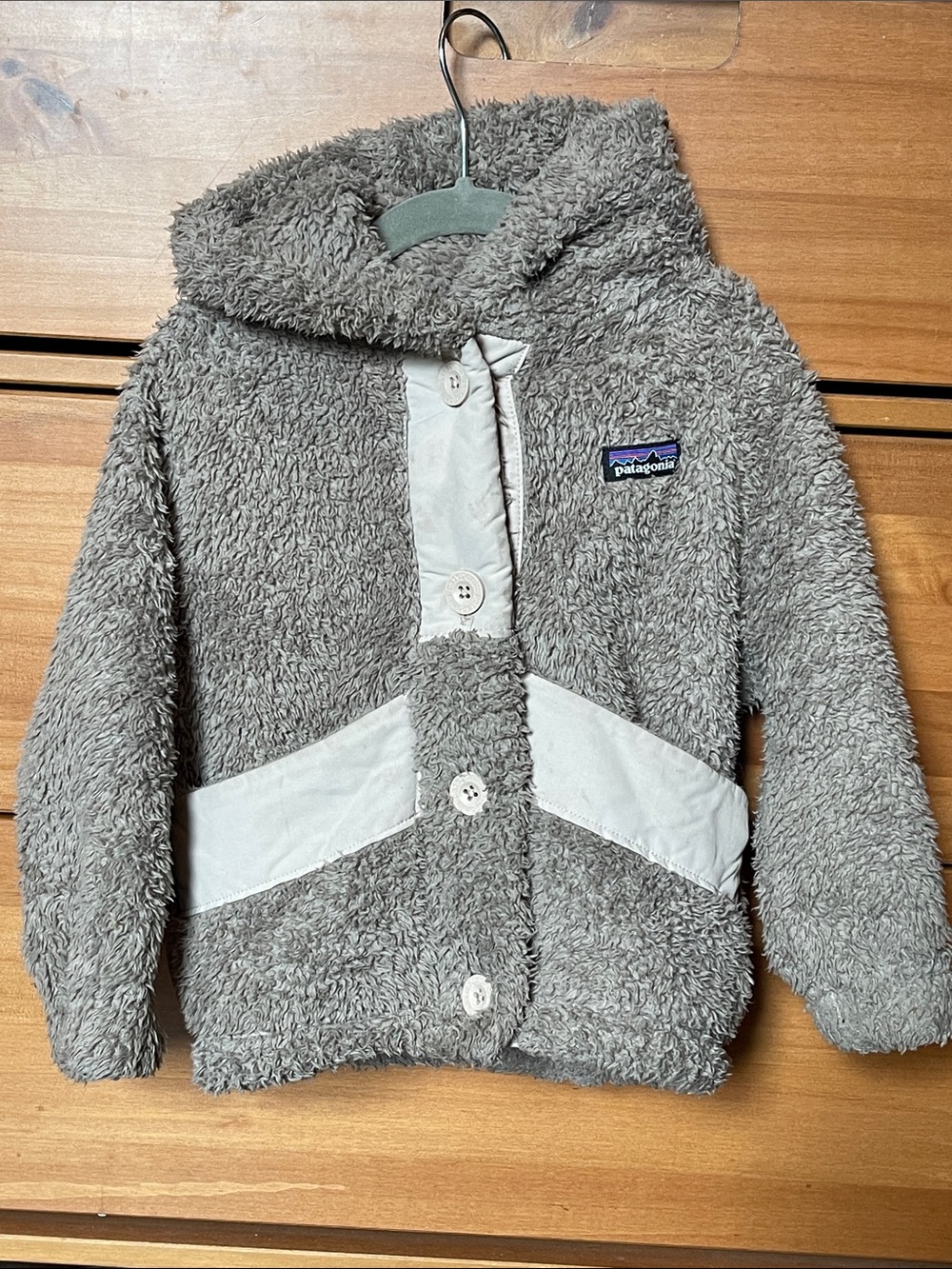 Patagonia Kids Gray Sherpa Hooded Puffer Jacket